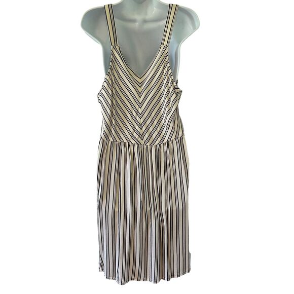 A New Day Cream Sleeveless Dress Rust Red / Brown Blue Stripes Size XXL - Picture 3 of 7